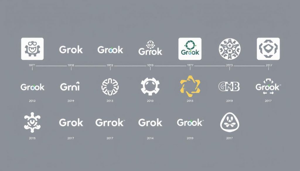 Эволюция логотипа Grok AI от первой версии до современного дизайна Эволюция логотипа Grok AI от первой версии до современного дизайна