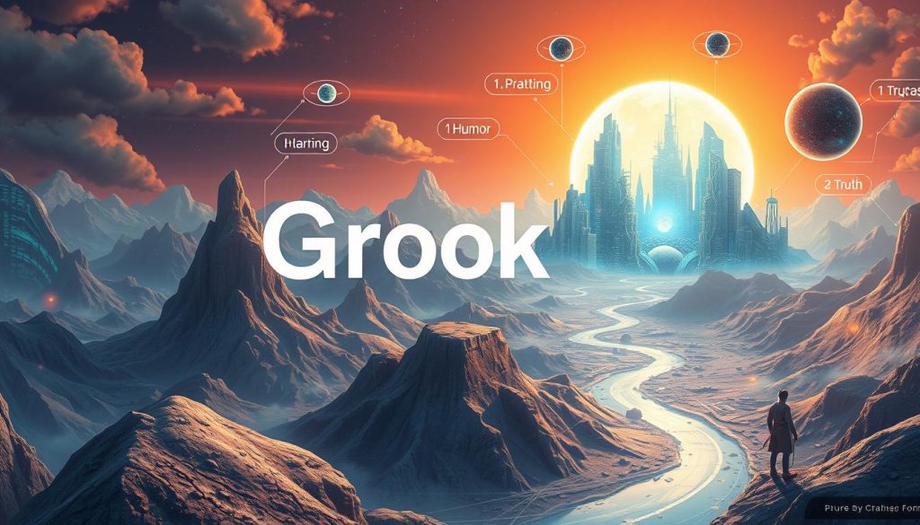 Концептуальное изображение будущего искусственного интеллекта с Grok AI как ключевым элементом этого будущего Концептуальное изображение будущего искусственного интеллекта с Grok AI как ключевым элементом этого будущего