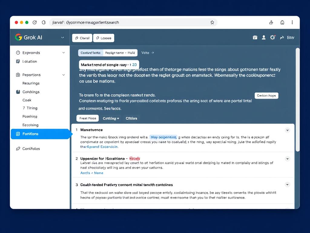 Скриншот интерфейса Grok AI с функцией DeepSearch, демонстрирующей углубленный анализ информации Скриншот интерфейса Grok AI с функцией DeepSearch, демонстрирующей углубленный анализ информации