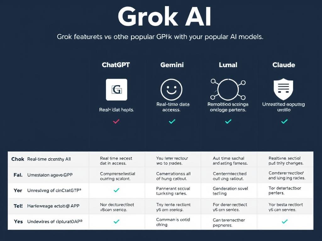 Сравнение Grok AI с другими популярными моделями искусственного интеллекта, включая ChatGPT, Gemini и Claude Сравнение Grok AI с другими популярными моделями искусственного интеллекта, включая ChatGPT, Gemini и Claude
