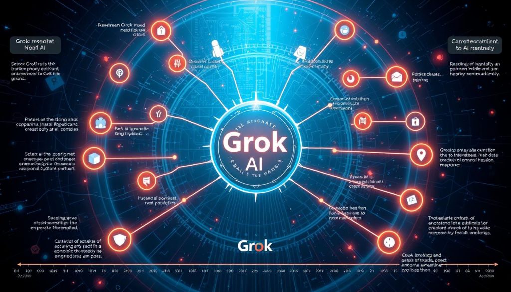 Визуализация будущего искусственного интеллекта с Grok AI в центре развития новых технологий Визуализация будущего искусственного интеллекта с Grok AI в центре развития новых технологий